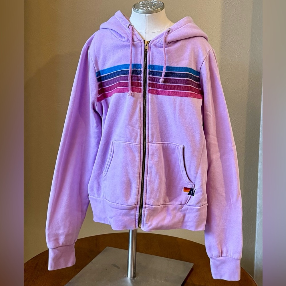 Aviator Nation Lavender Hoodie with Stripes